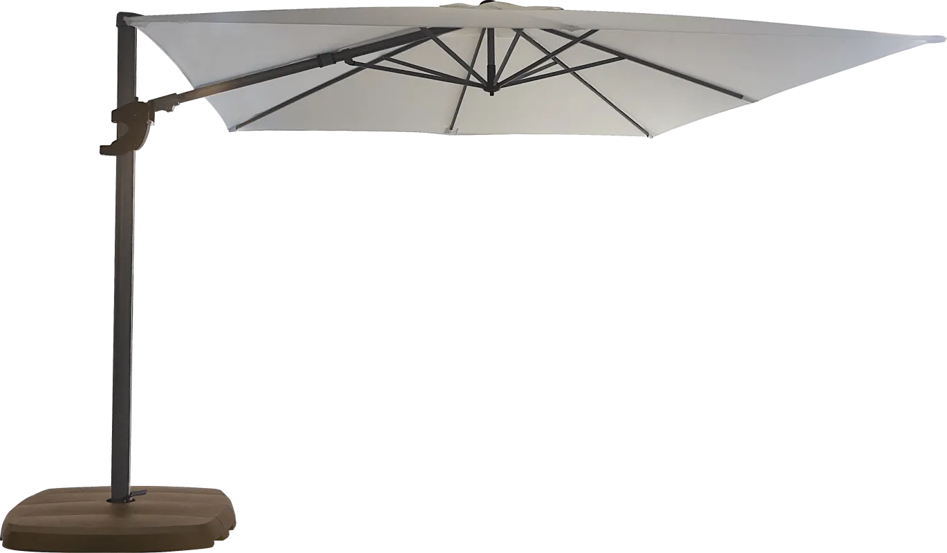 La Mesa Cove 10' Square Natural Outdoor Cantilever Umbrella with Base and Stand