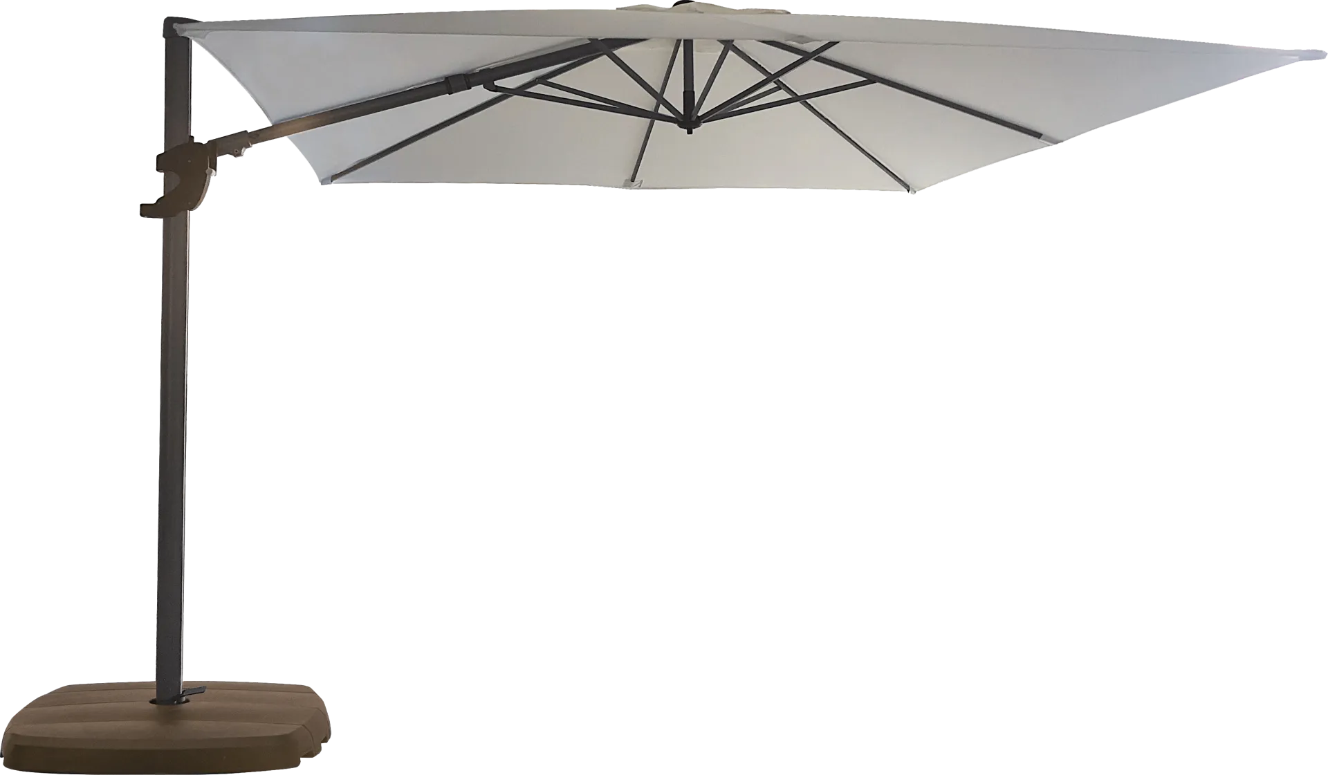 La Mesa Cove 10' Square Natural Outdoor Cantilever Umbrella with Base and Stand - Image 1