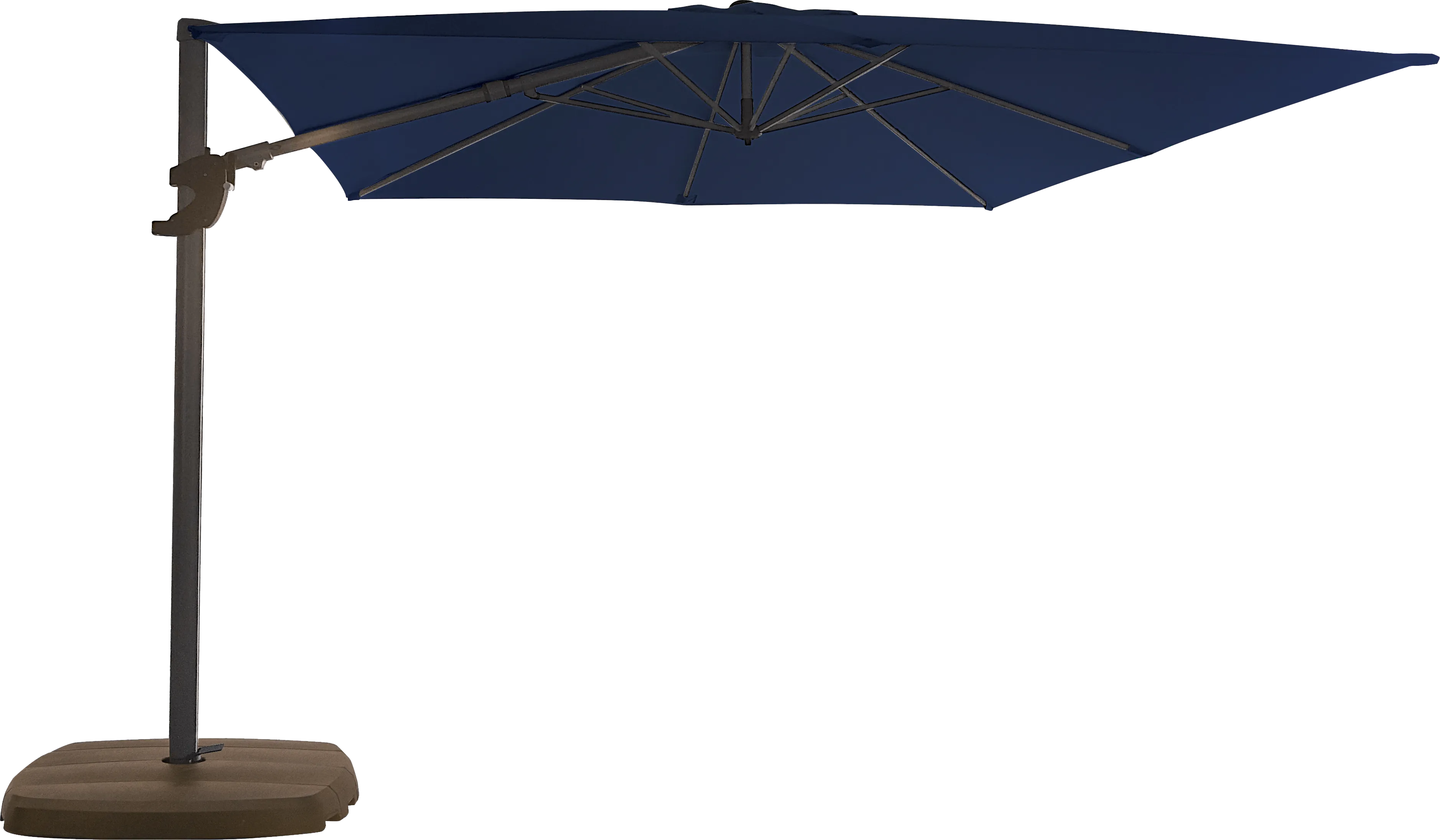 La Mesa Cove 10' Square Navy Outdoor Cantilever Umbrella with Base and Stand - Thumbnail - Image 1