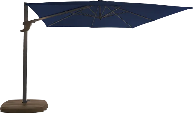 La Mesa Cove 10' Square Navy Outdoor Cantilever Umbrella with Base and Stand