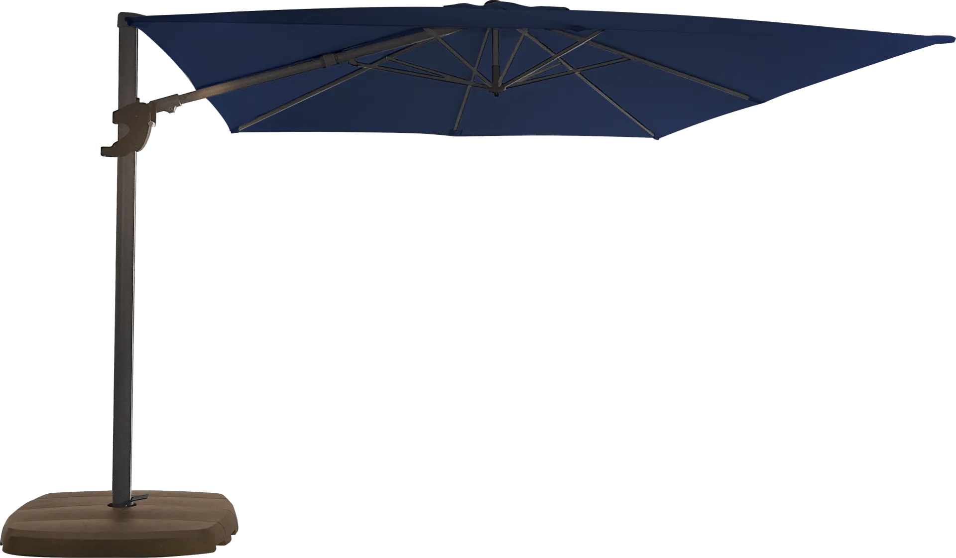 La Mesa Cove 10' Square Navy Outdoor Cantilever Umbrella with Base and Stand - Image 1