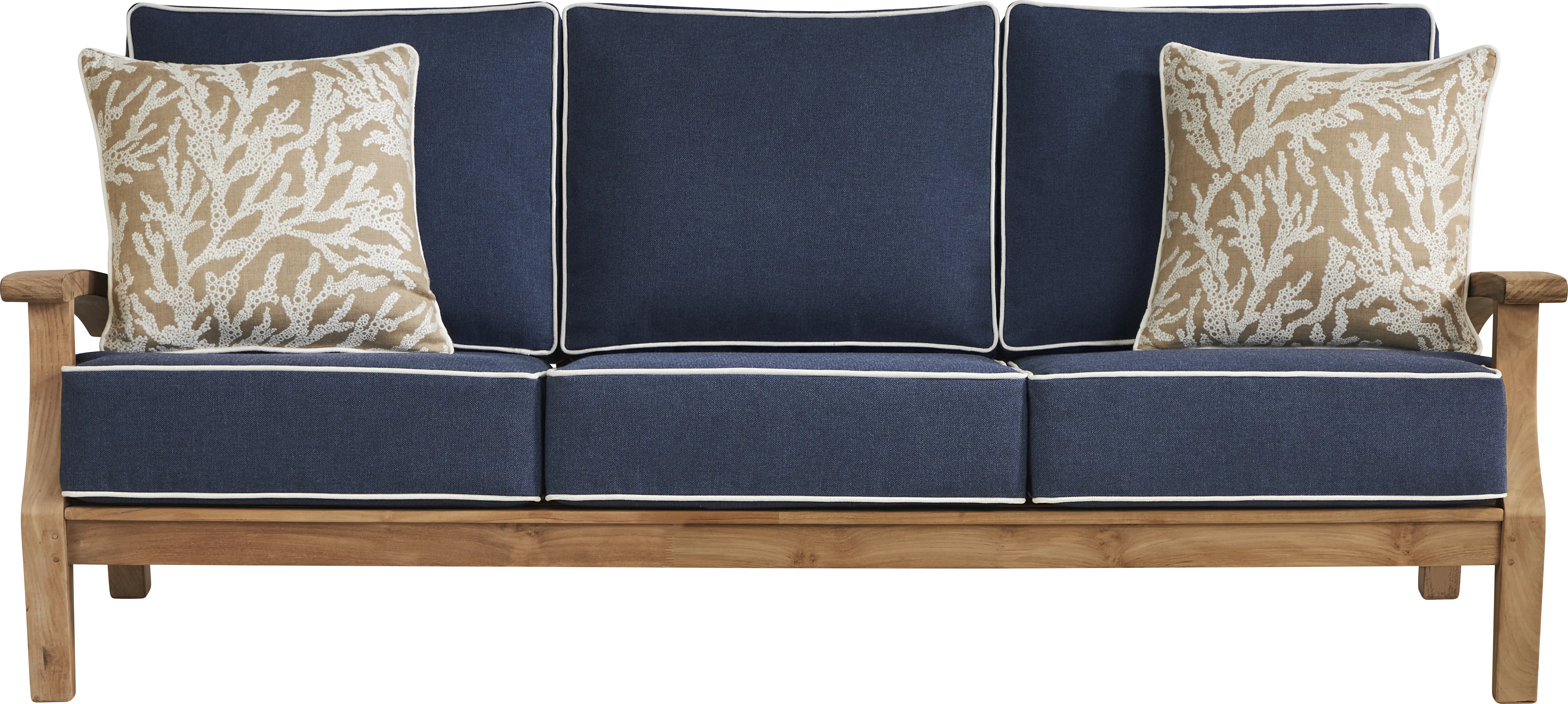 Pleasant Bay Teak 4 Pc Outdoor Seating Set with Indigo Cushions - Thumbnail - Image 2