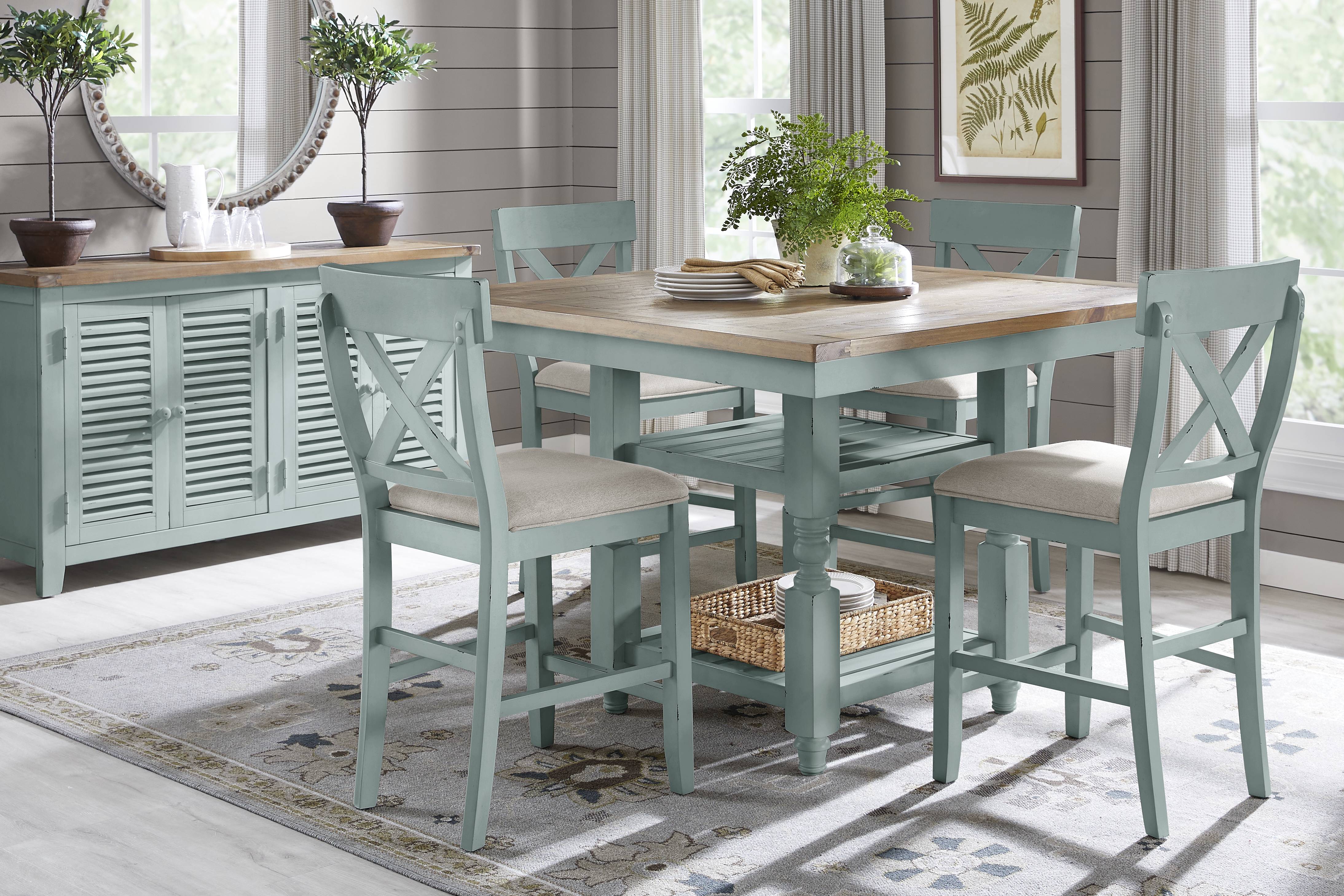 Spring Cottage Blue 5 Pc Counter Height Dining Set - Thumbnail - Image 1