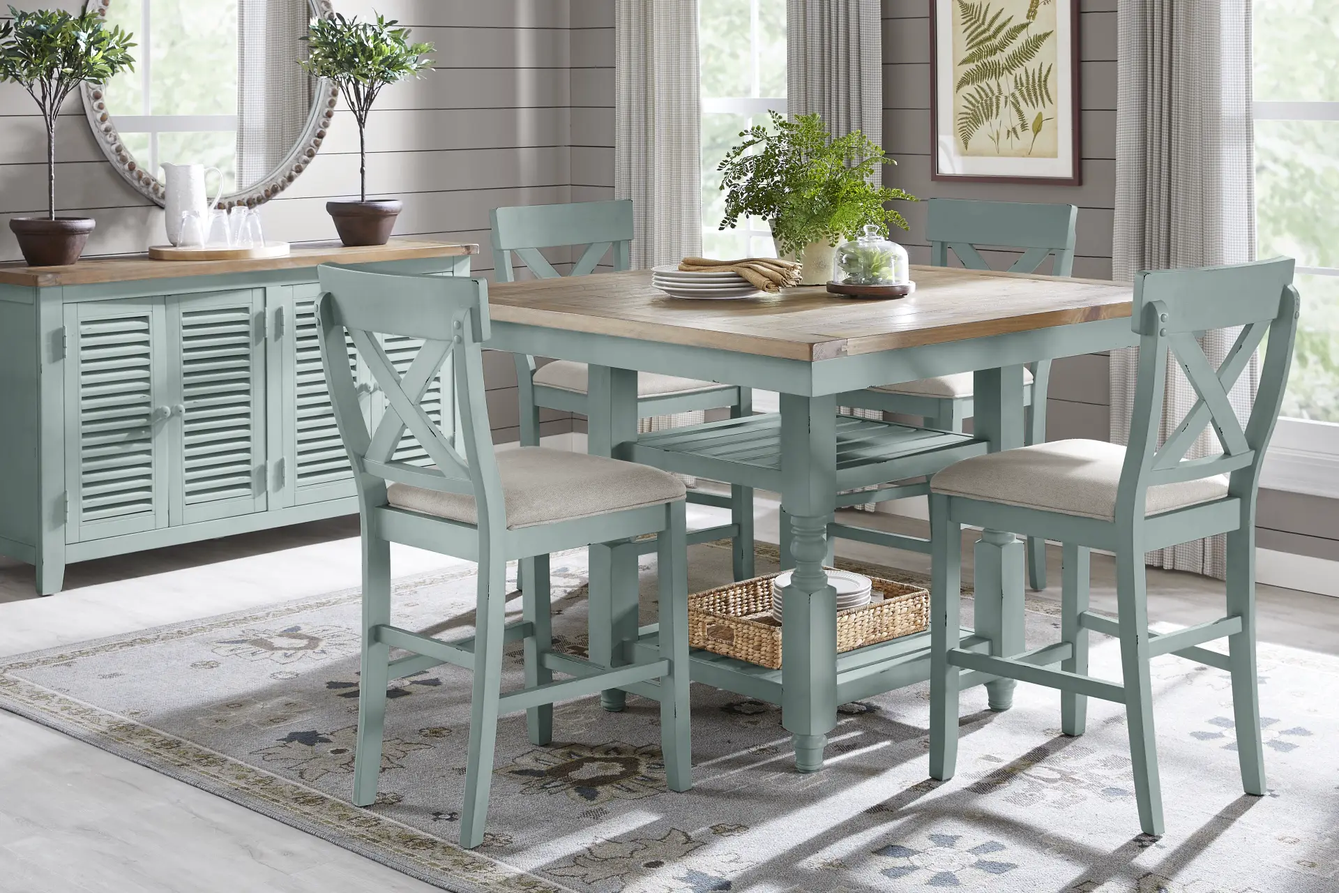 Spring Cottage Blue 5 Pc Counter Height Dining Set