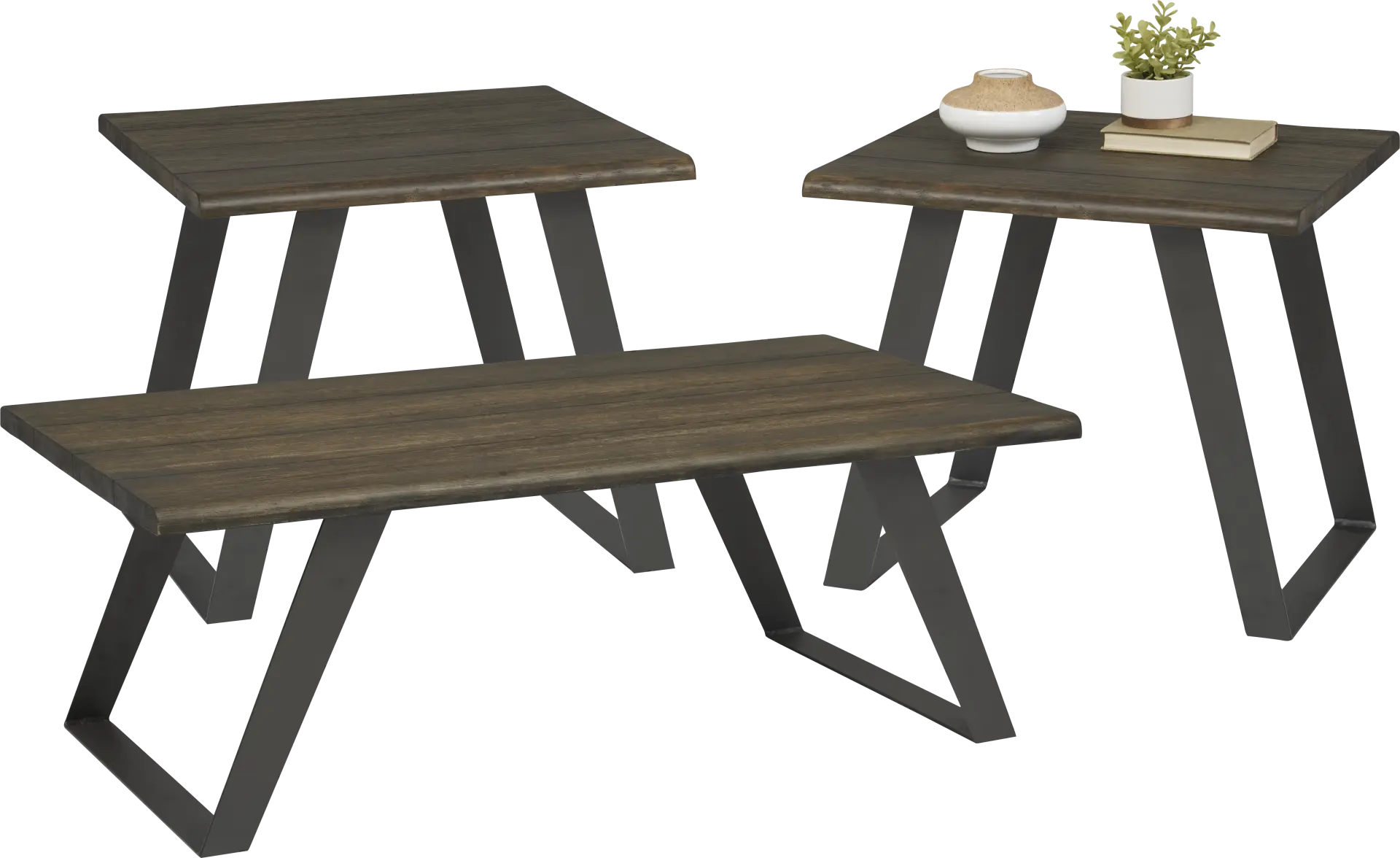 Hayes Brown 3 Pc Table Set