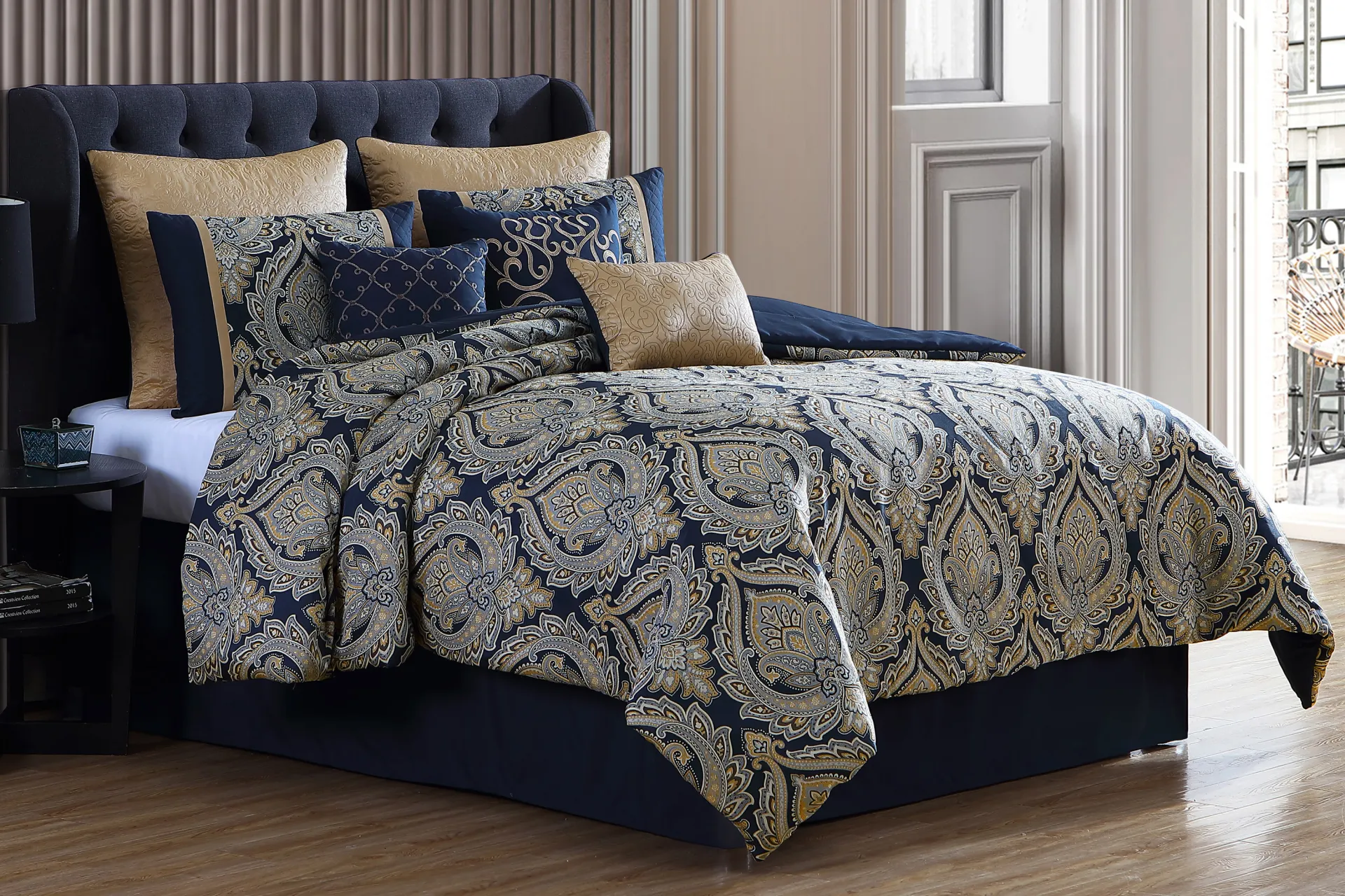 Morputh Navy 9 Pc Queen Comforter Set - Image 2