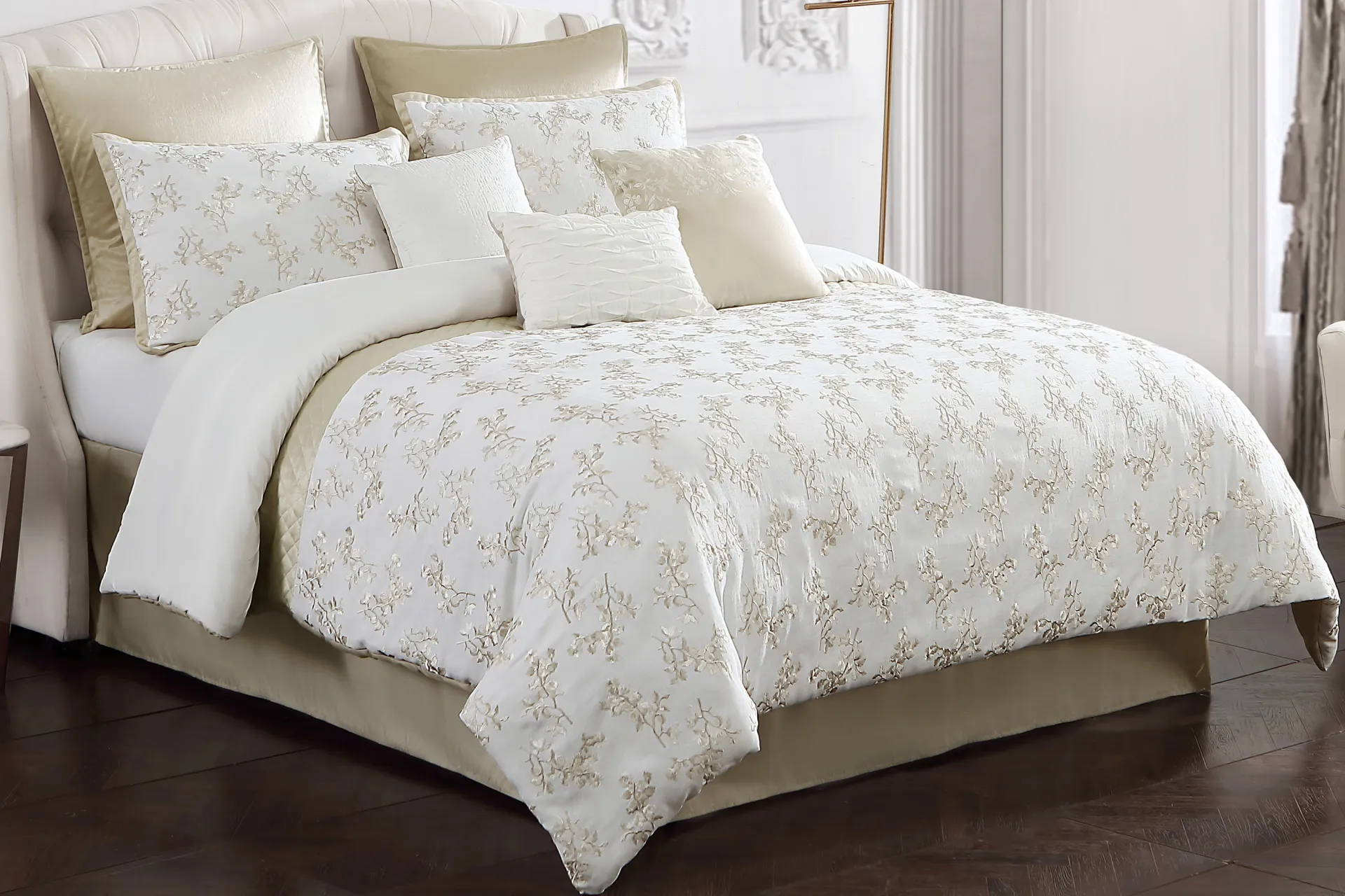 Northnup White 9 Pc Queen Comforter Set - Image 1