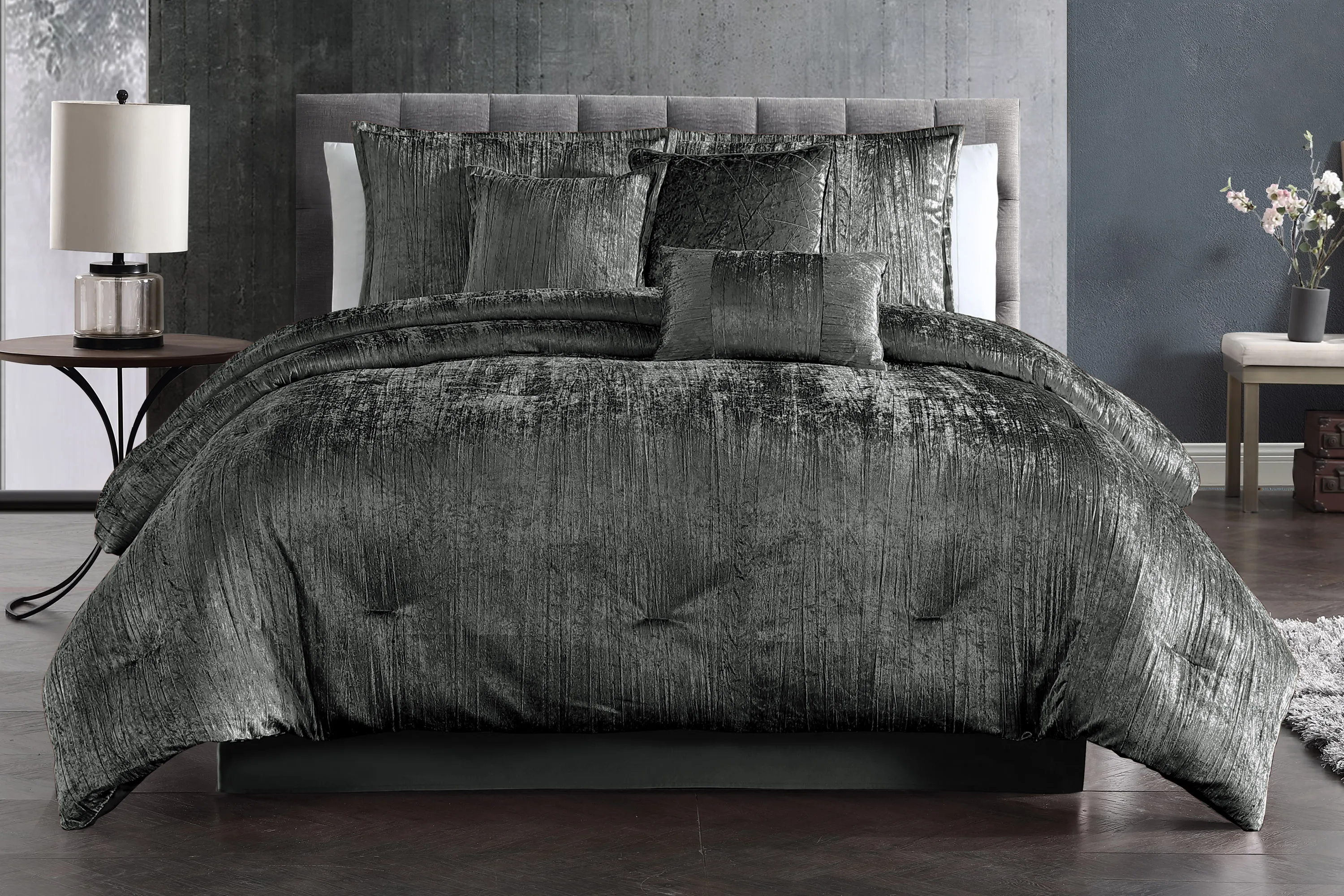 Recine Charcoal 7 Pc Queen Comforter Set - Thumbnail - Image 2