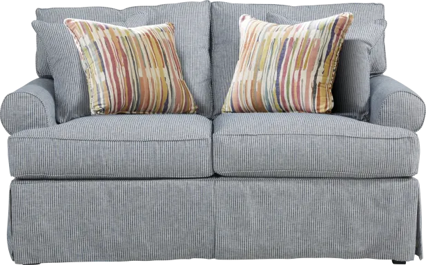 Beachside Walk Blue Denim Slipcover Loveseat