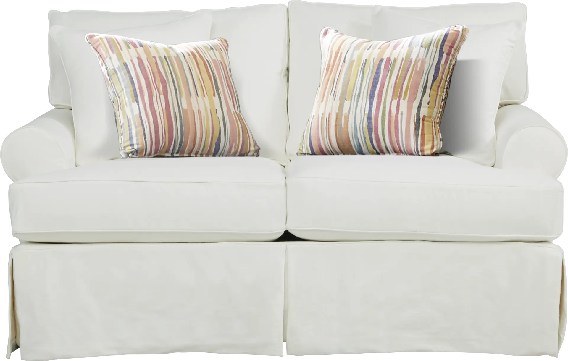 Beachside Walk White Denim Slipcover Loveseat