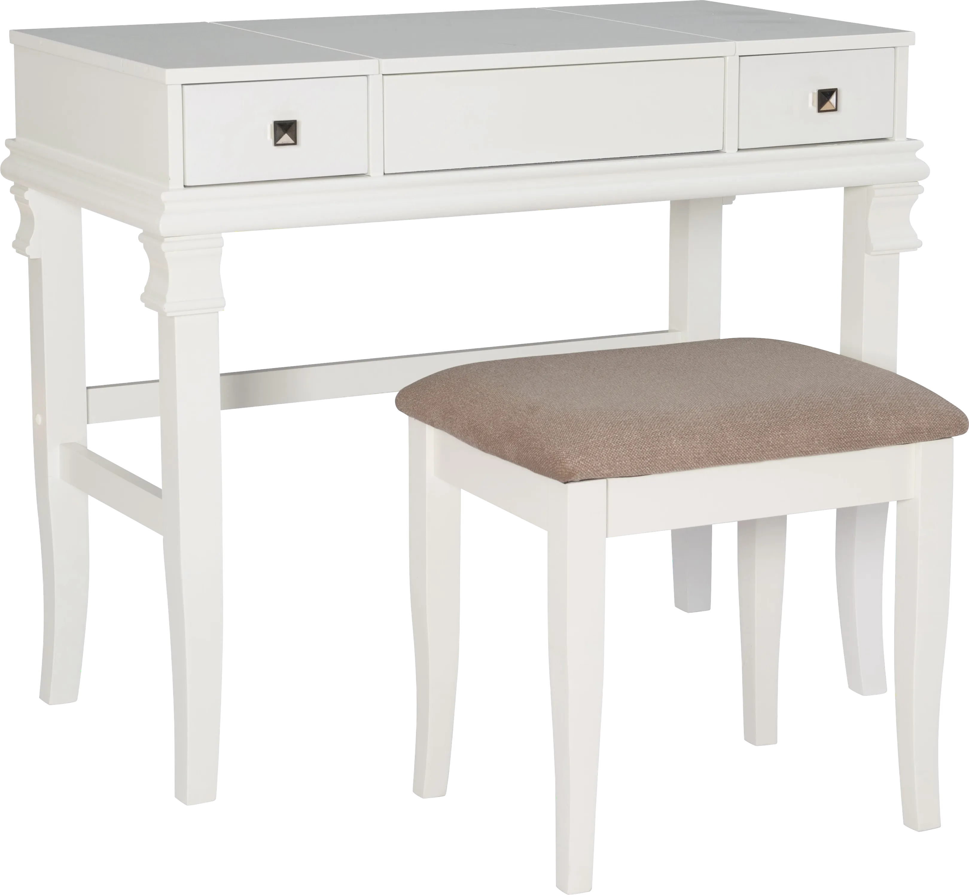 Alline White Vanity Set - Thumbnail - Image 1