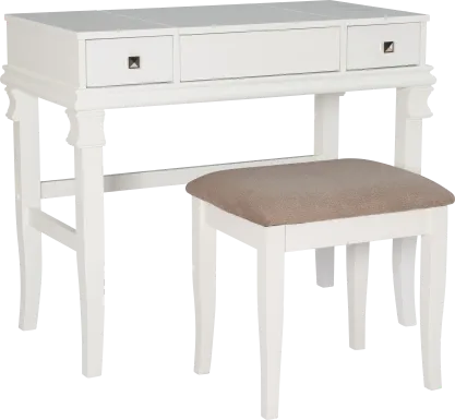 Alline White Vanity Set
