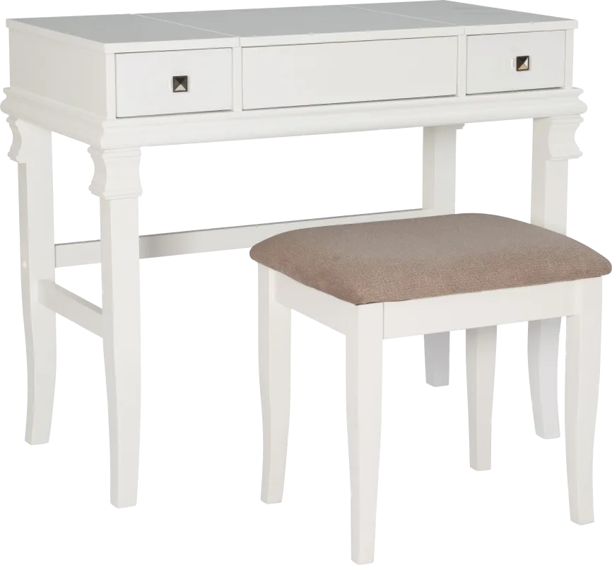Alline White Vanity Set