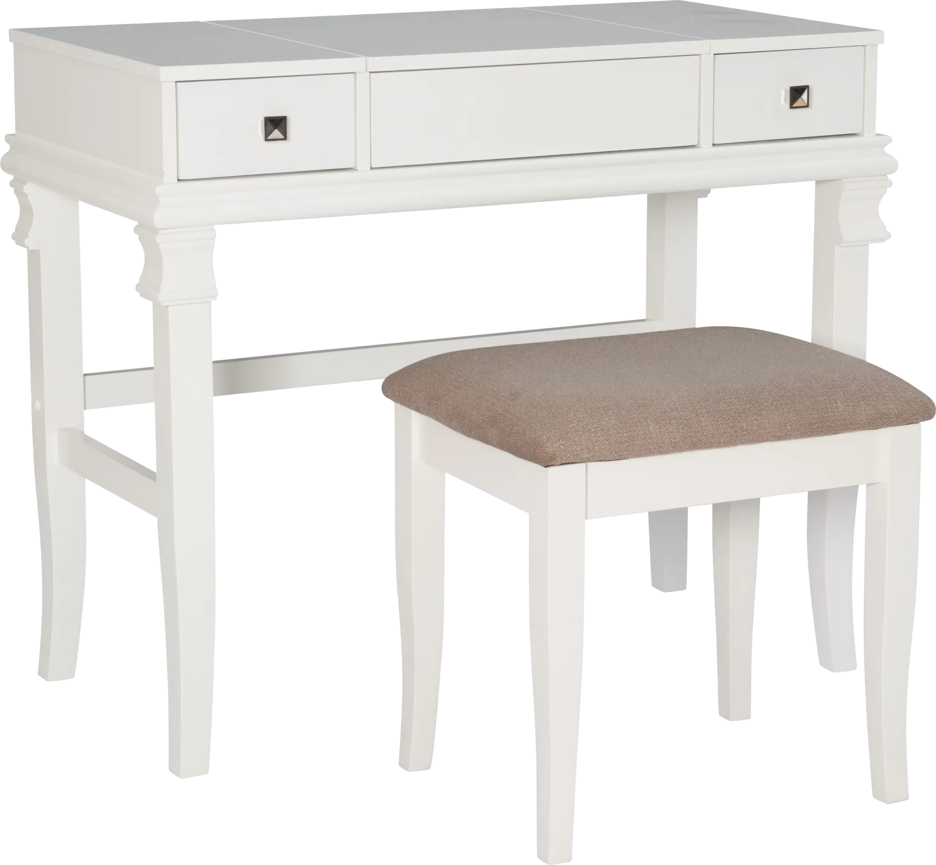 Alline White Vanity Set - Image 1
