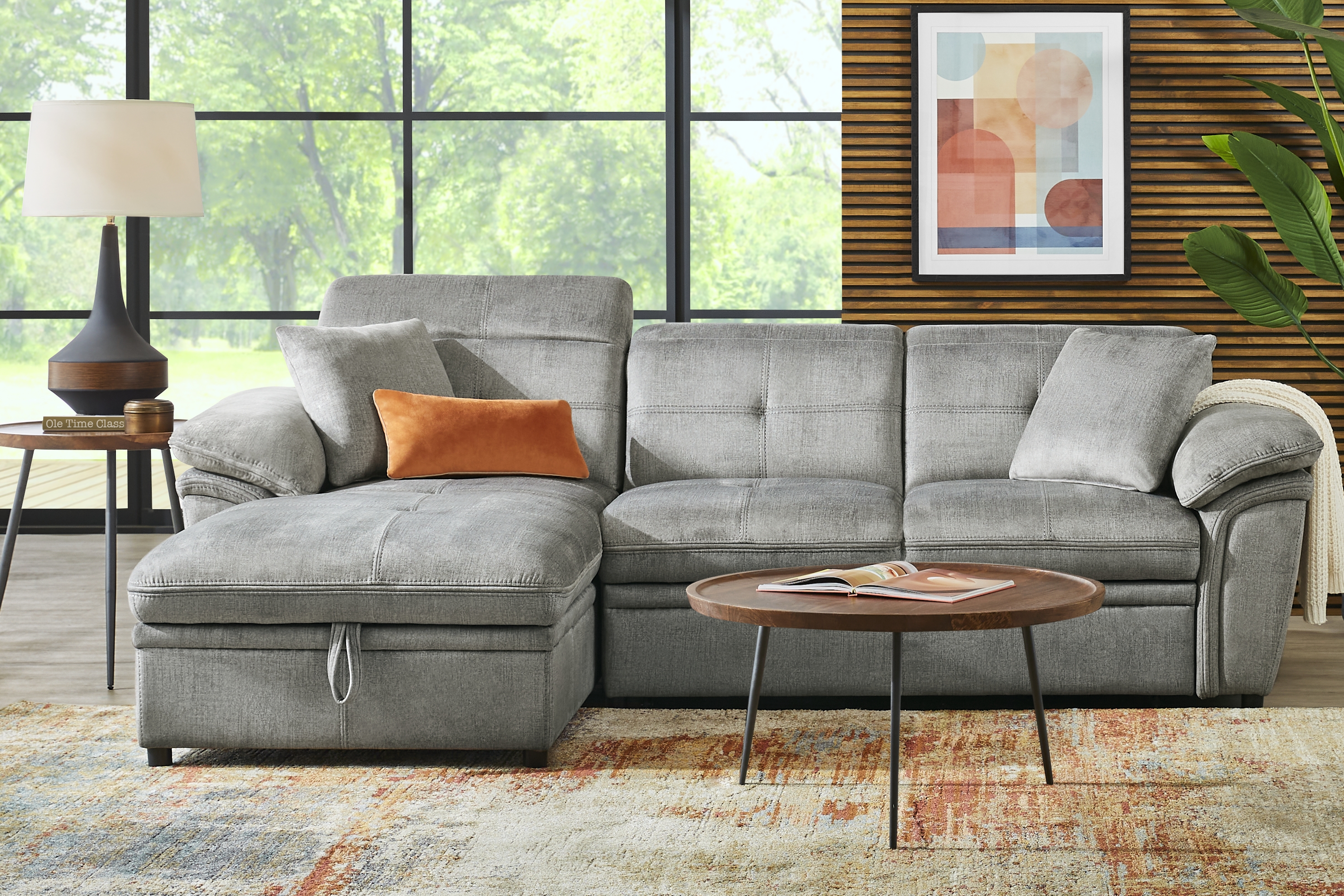 Cashton Heights Gray 5 Pc Sleeper Sectional Living Room - Thumbnail - Image 1