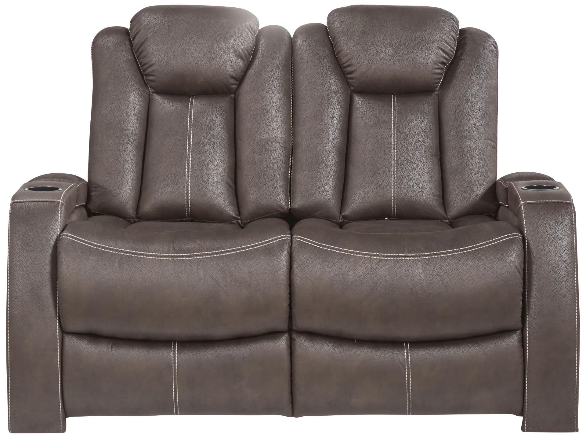 brown stationary loveseat
