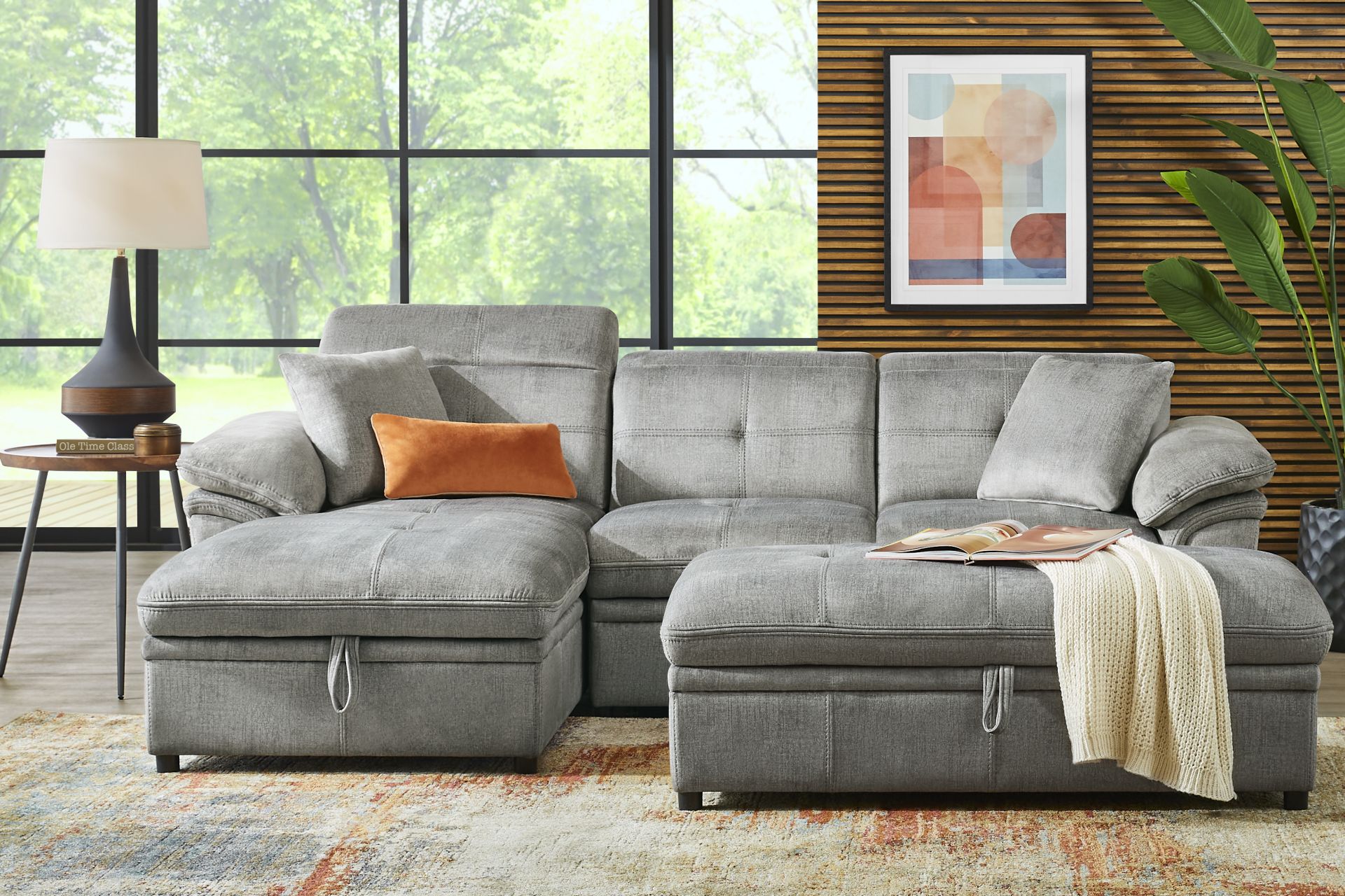Cashton Heights Gray 3 Pc Sleeper Sectional Living Room - Image 1