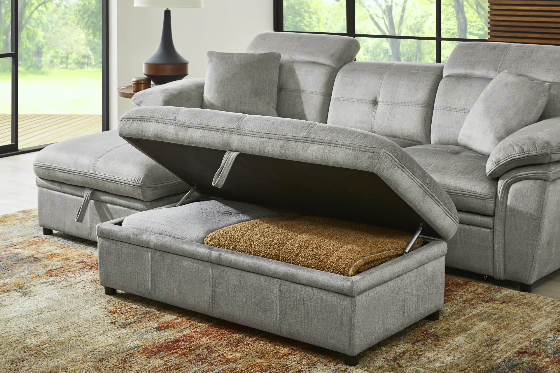 Cashton Heights Gray Storage Ottoman - Image 4