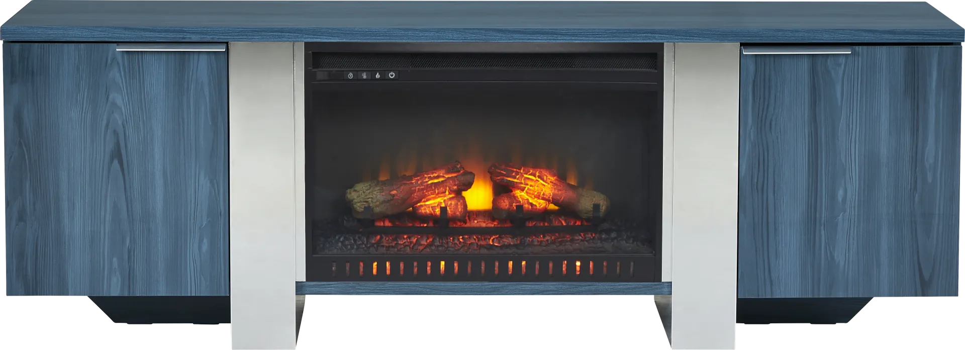 Heatherview Blue 70 in. Console with Electric Log Fireplace