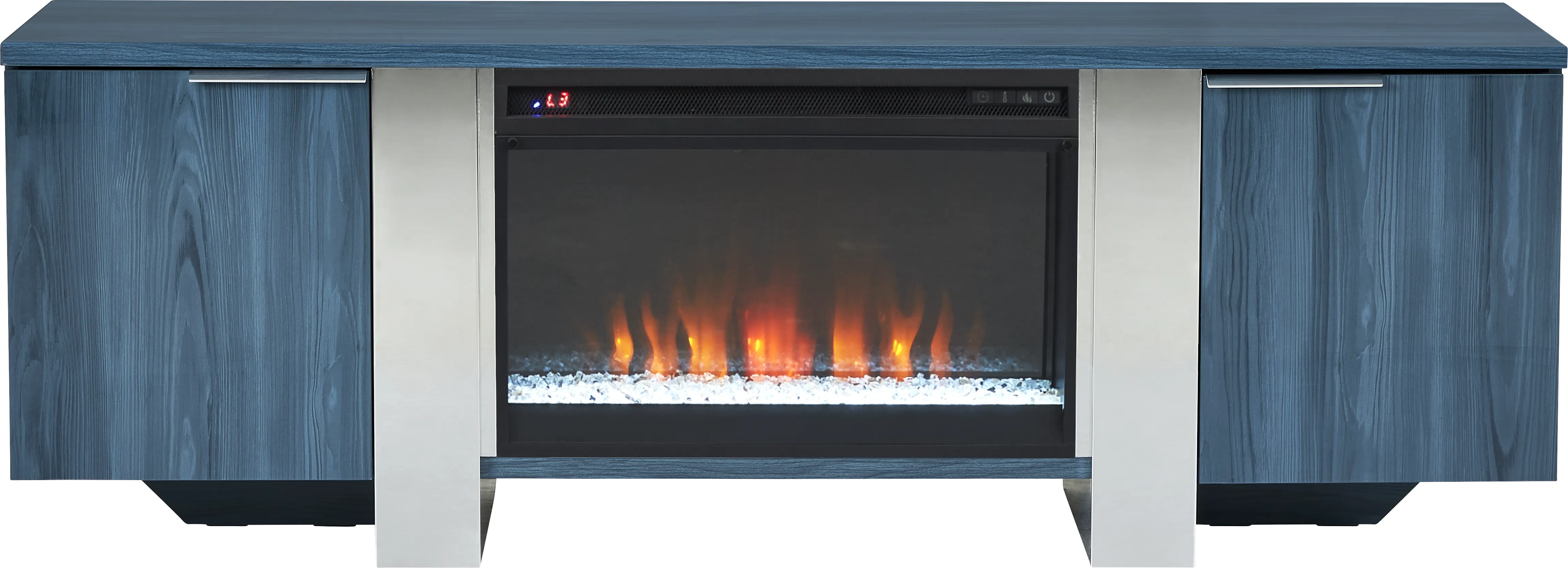 Heatherview Blue 70 in. Console with Electric Fireplace - Thumbnail - Image 1