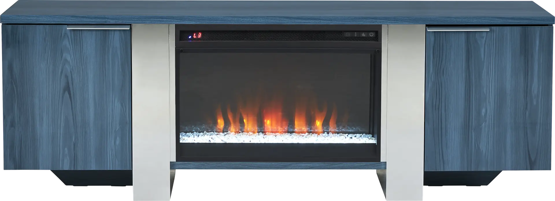 Heatherview Blue 70 in. Console with Electric Fireplace