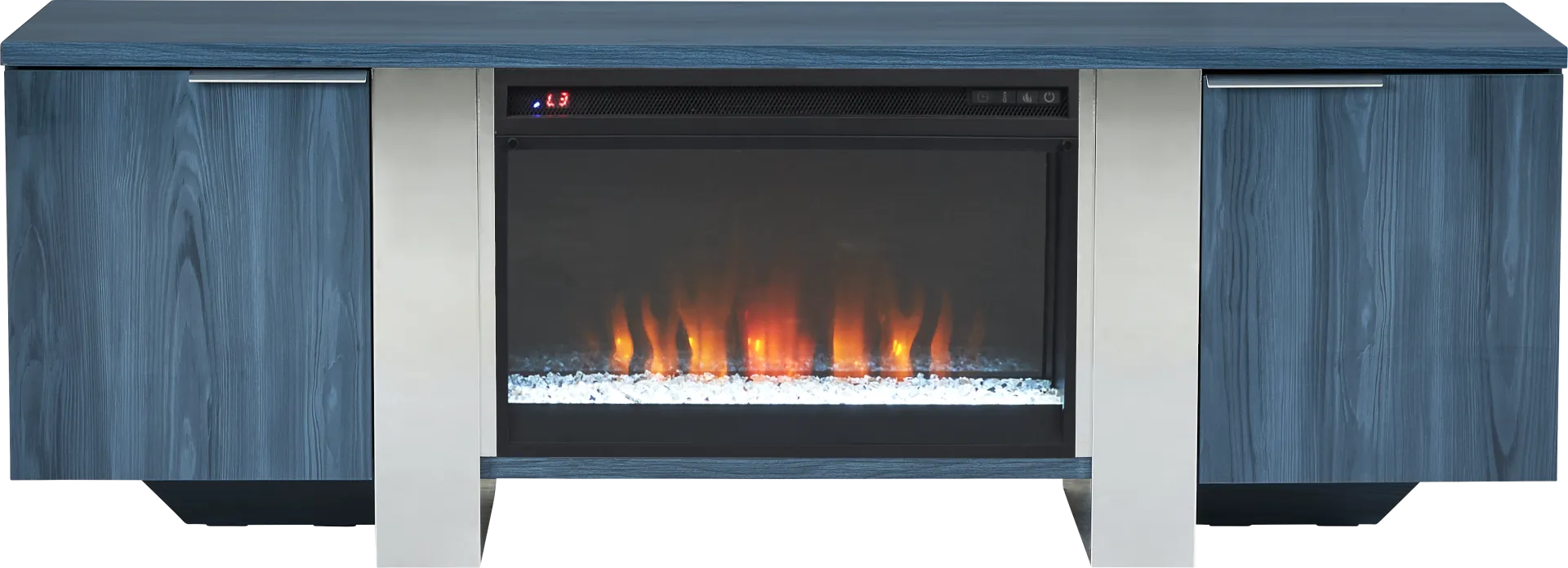Heatherview Blue 70 in. Console with Electric Fireplace - Image 1