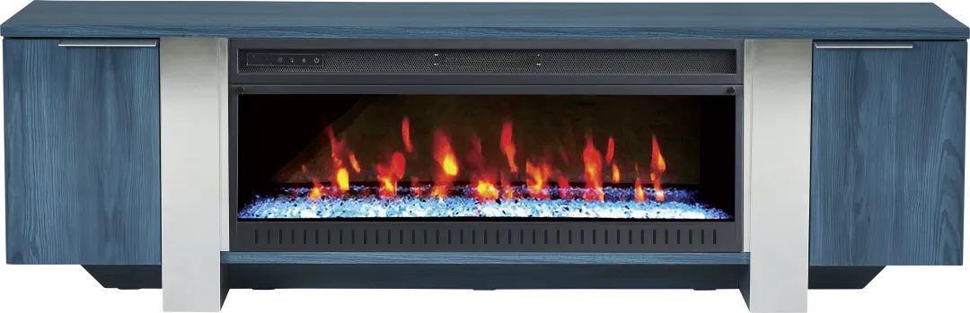 Heatherview Blue 79 in. Console with Electric Fireplace