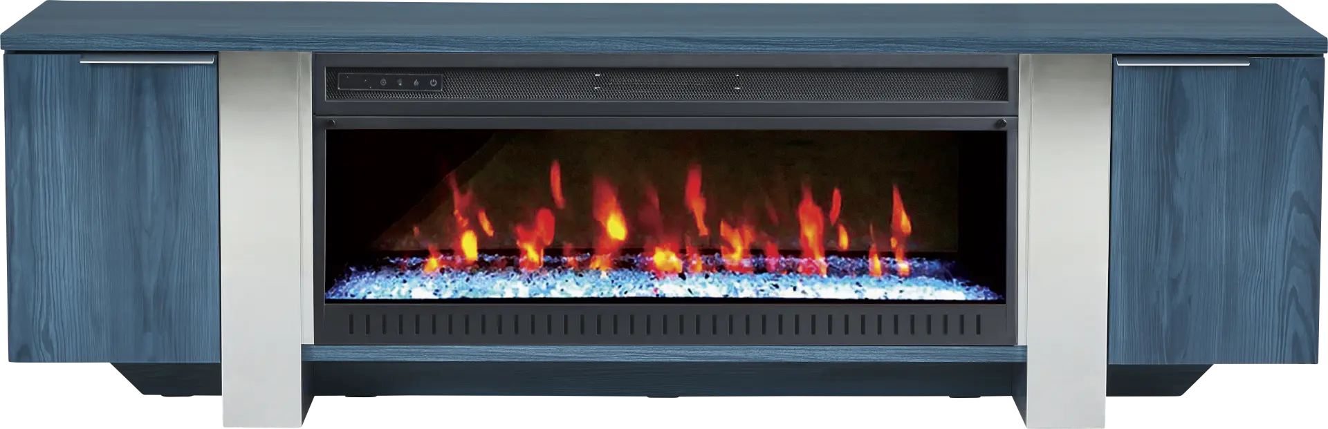 Heatherview Blue 79 in. Console with Electric Fireplace