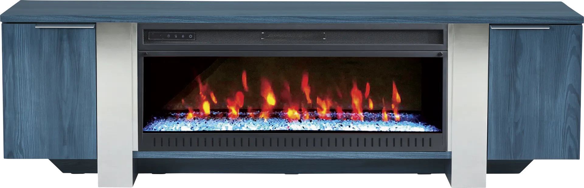Heatherview Blue 79 in. Console with Electric Fireplace - Image 1