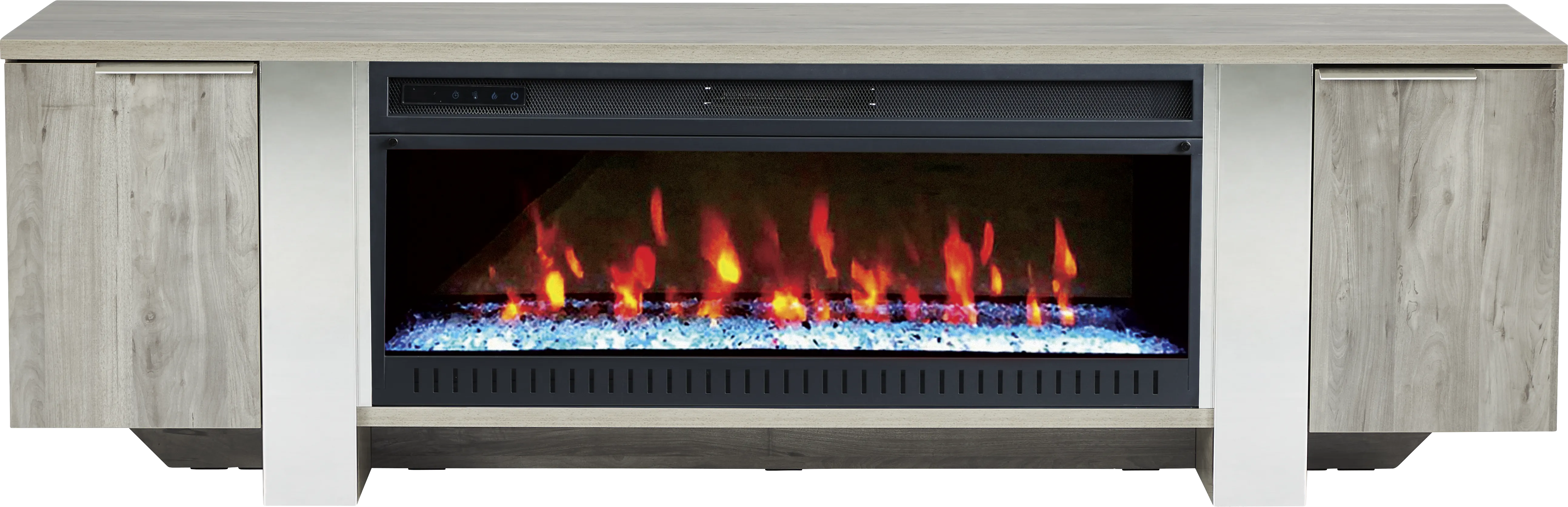 Heatherview Gray 79 in. Console with Electric Fireplace - Thumbnail - Image 1