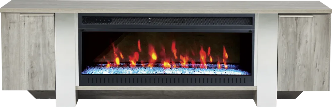 Heatherview Gray 79 in. Console with Electric Fireplace