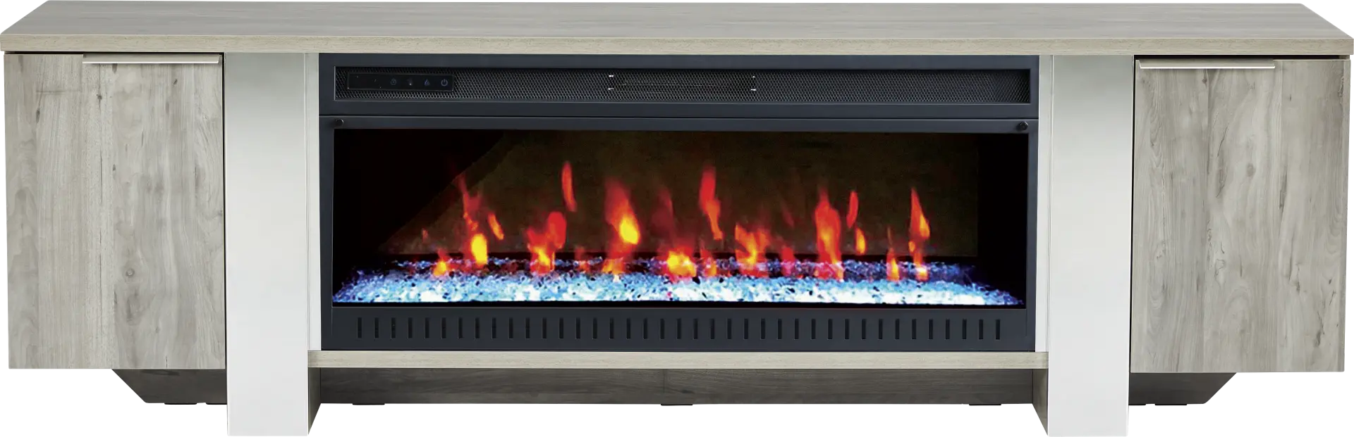 Heatherview Gray 79 in. Console with Electric Fireplace