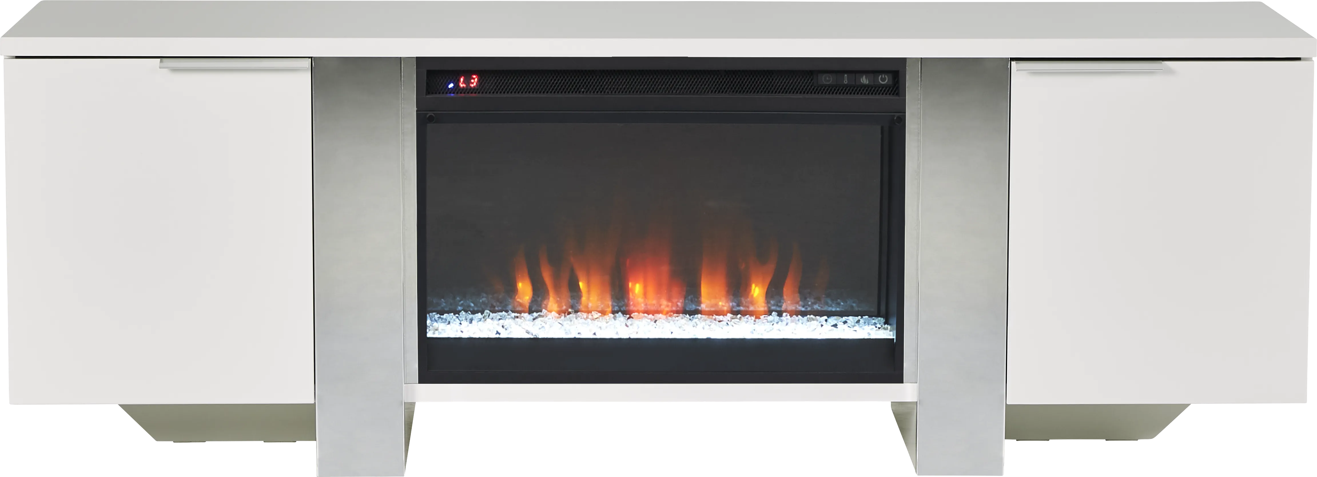 Heatherview White 70 in. Console with Electric Fireplace - Thumbnail - Image 1