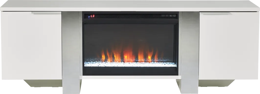 Heatherview White 70 in. Console with Electric Fireplace