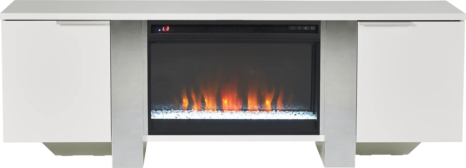 Heatherview White 70 in. Console with Electric Fireplace