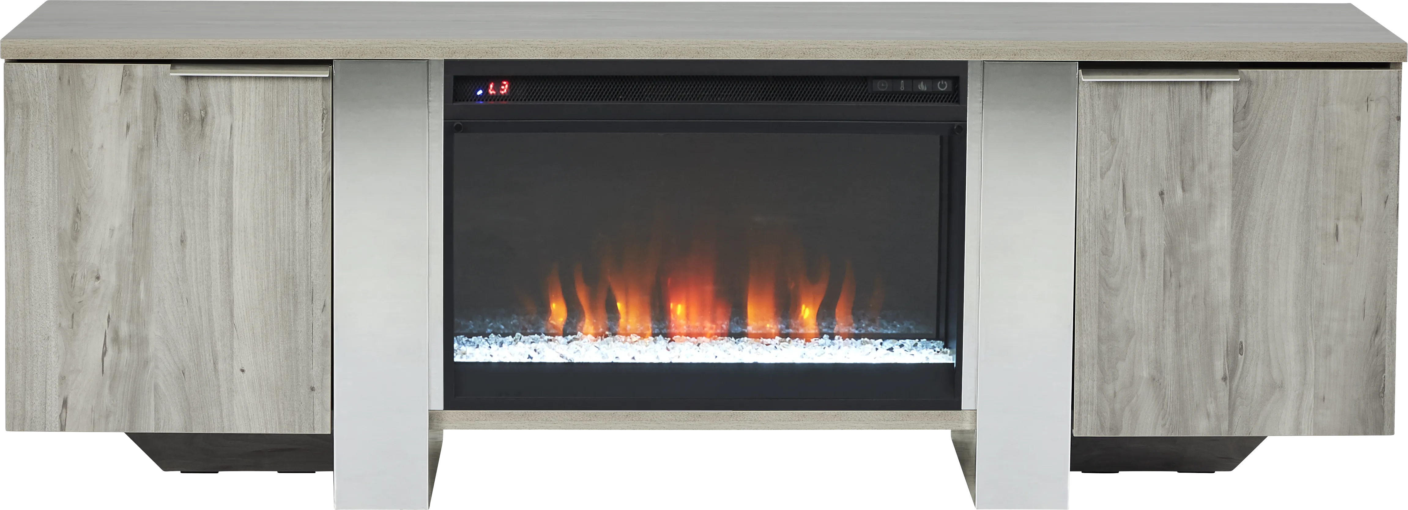 Heatherview Gray 70 in. Console with Electric Fireplace - Thumbnail - Image 1
