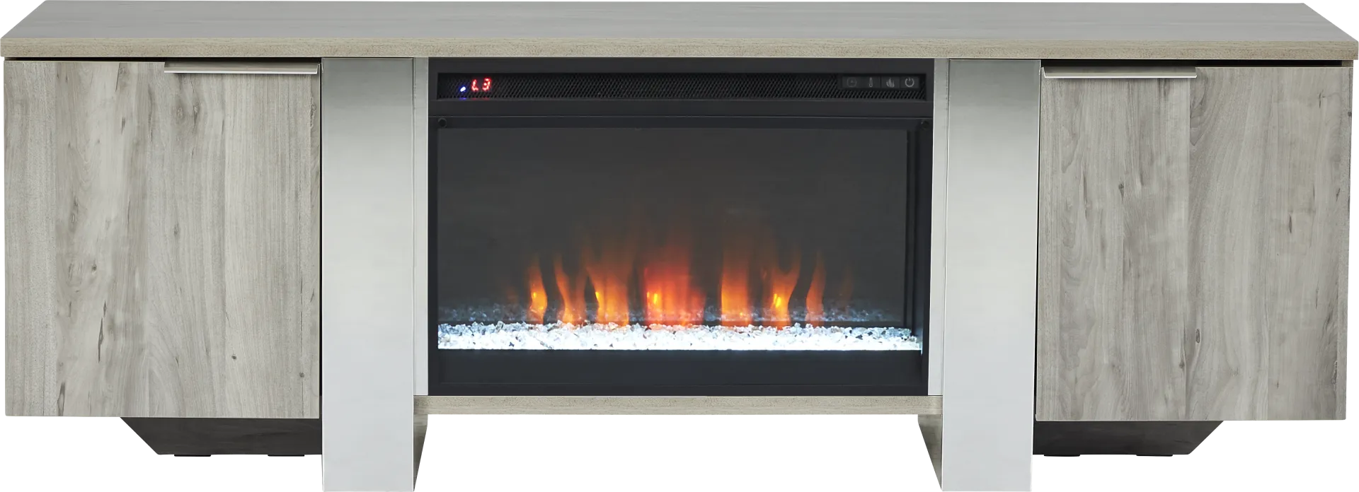 Heatherview Gray 70 in. Console with Electric Fireplace