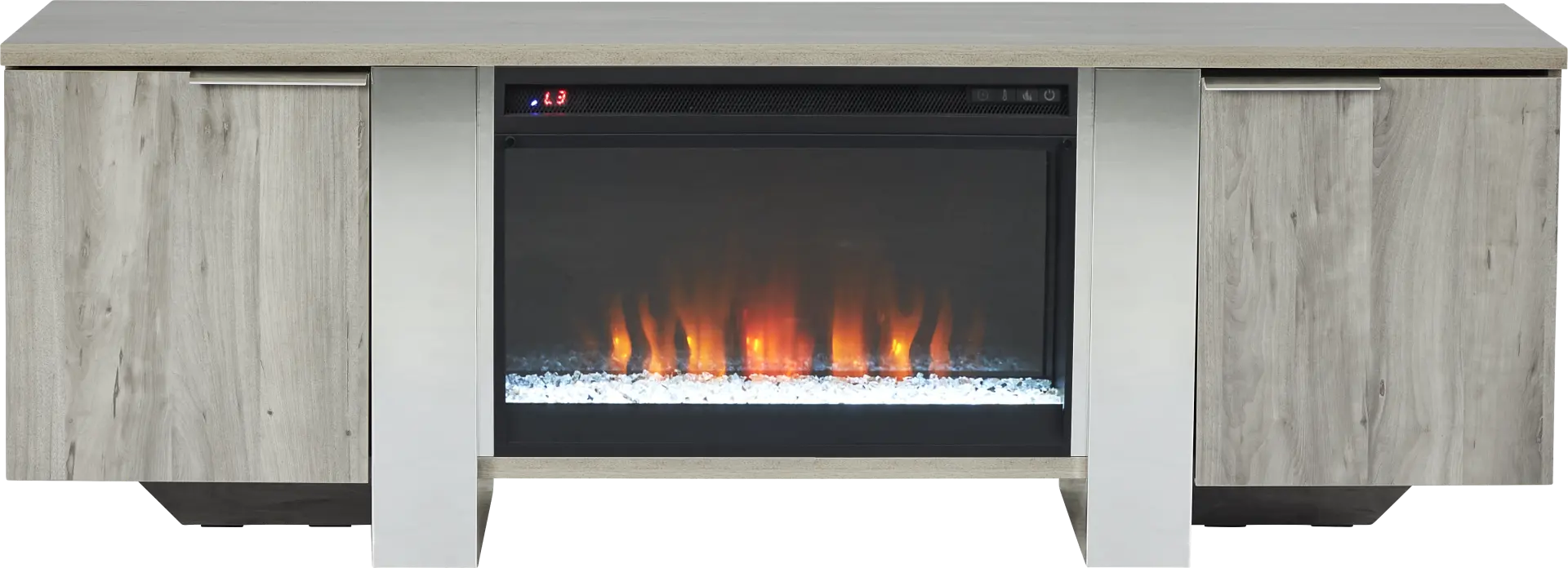 Heatherview Gray 70 in. Console with Electric Fireplace
