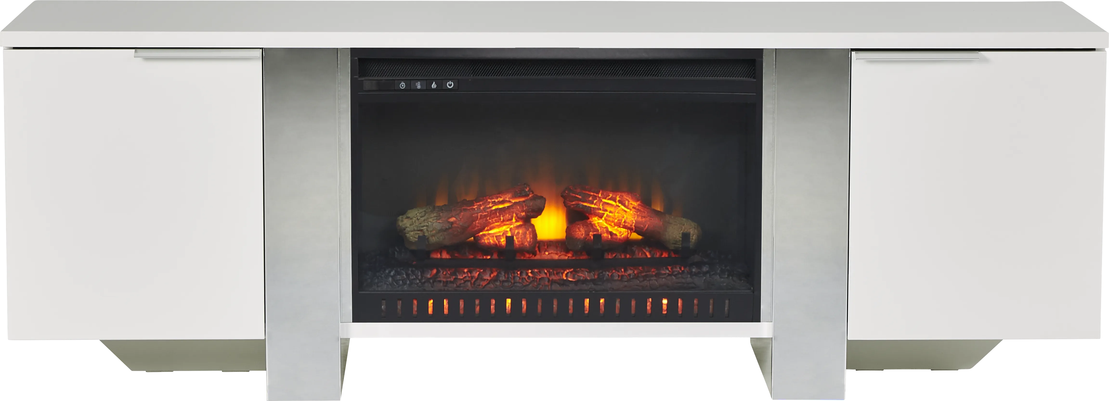 Heatherview White 70 in. Console with Electric Log Fireplace - Thumbnail - Image 1