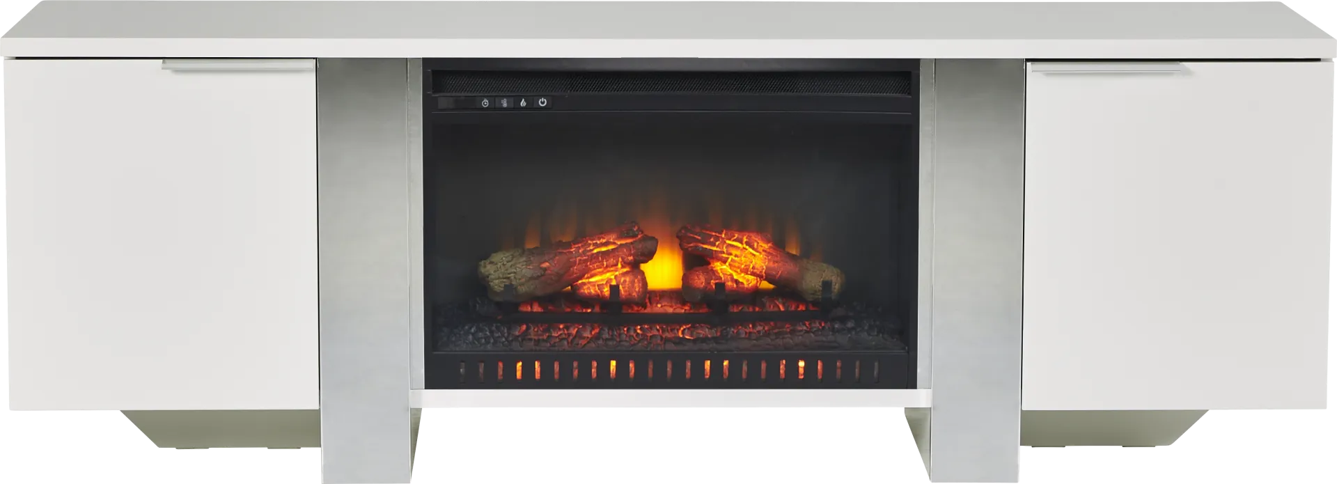 Heatherview White 70 in. Console with Electric Log Fireplace - Image 1