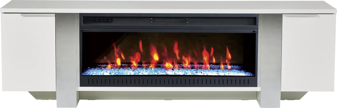 Heatherview White 79 in. Console with Electric Fireplace