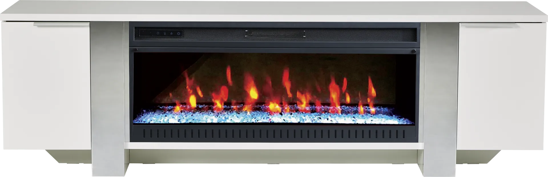 Heatherview White 79 in. Console with Electric Fireplace