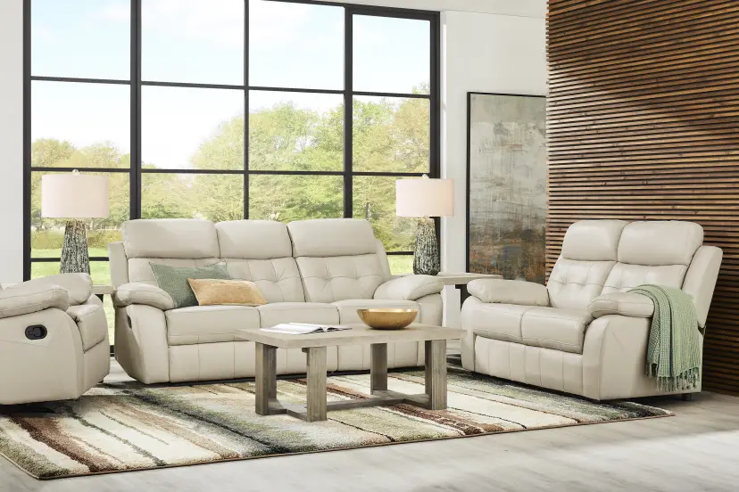 Antonin Beige Leather 2 Pc Reclining Living Room
