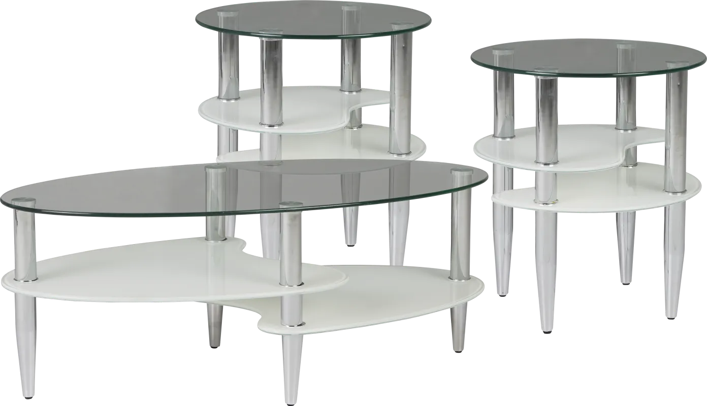 Brunson Silver 3 Pc Table Set