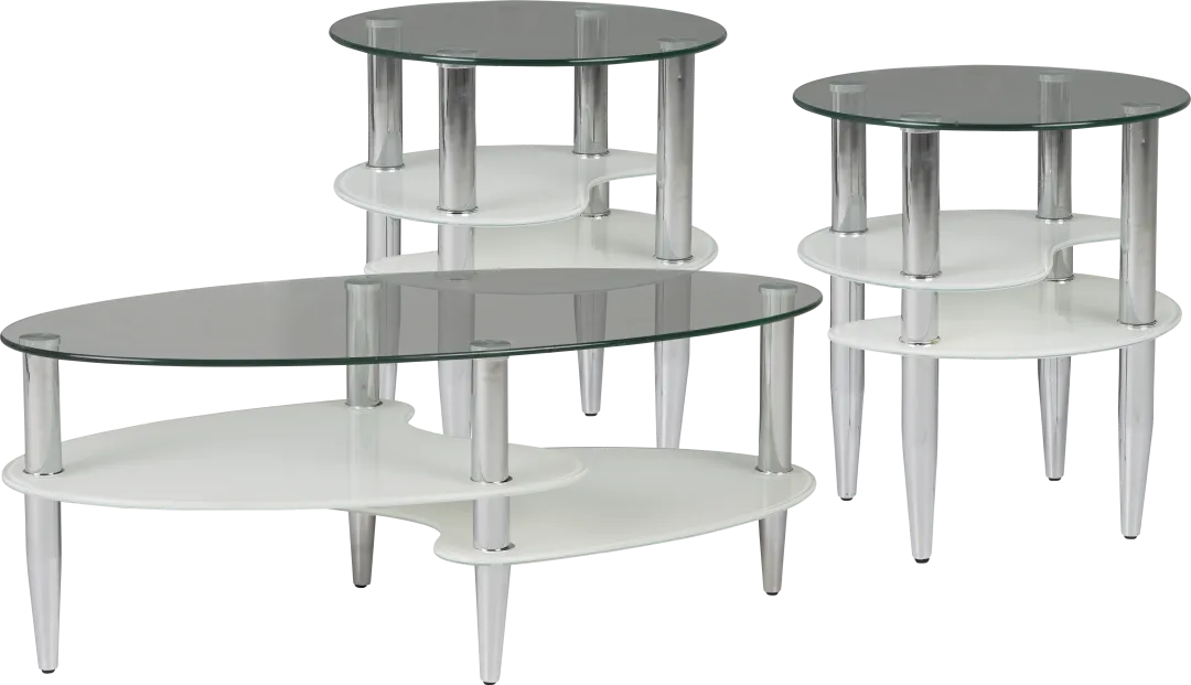 Brunson Silver 3 Pc Table Set