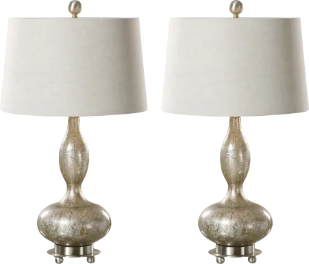 Kara Hollow Nickel Table Lamps, Set of 2