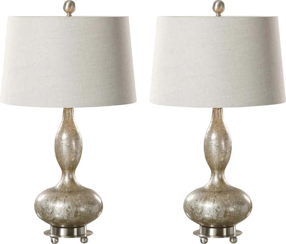 Kara Hollow Nickel Table Lamps, Set of 2