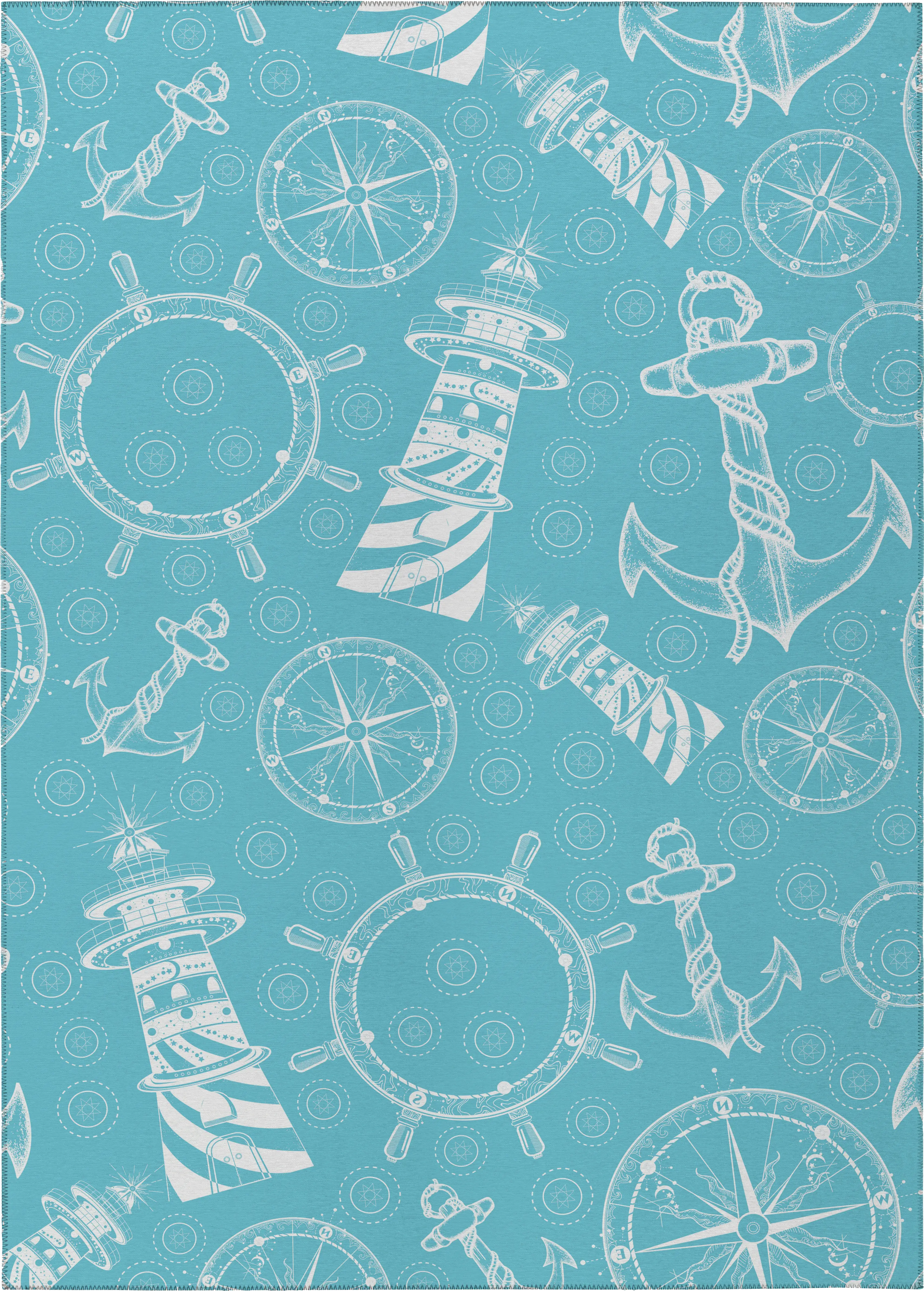 Sotterley Ocean Blue 5' x 8' Rug - Thumbnail - Image 1