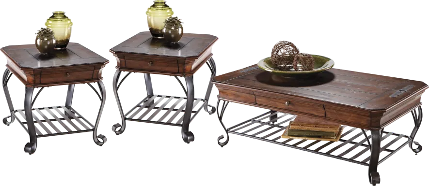 Coronado Bay Brown Cherry 3 Pc Table Set