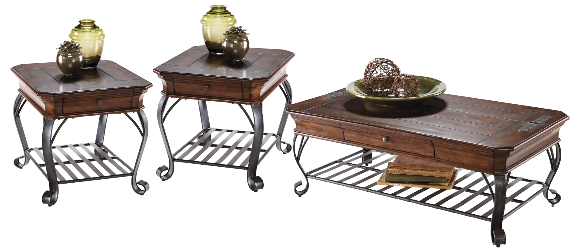 brown cherry 3 pc table set